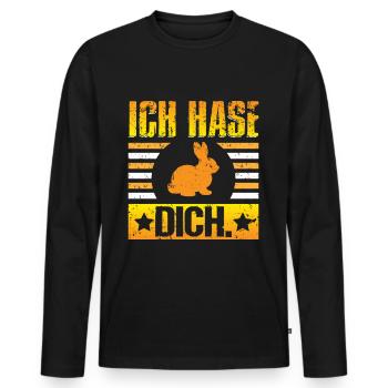 Ich Hase Dich - Männer Premium Bio Langarmshirt - Schwarz - Vorne - Nico (187cm)