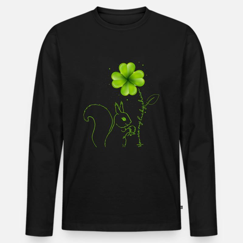 You Are My Lucky Charm Eichhörnchen - Männer Premium Bio Langarmshirt - Schwarz