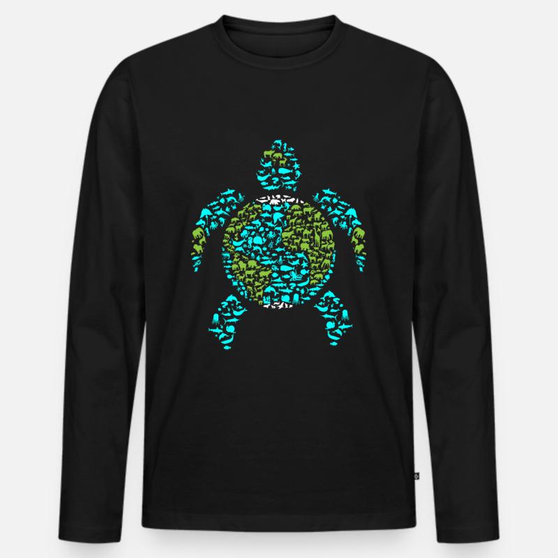 Earth Turtle - Männer Premium Bio Langarmshirt - Schwarz