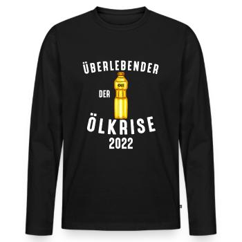 Überlebender der Ölkrise 2022 - Männer Premium Bio Langarmshirt - Schwarz - Vorne - Nico (187cm)