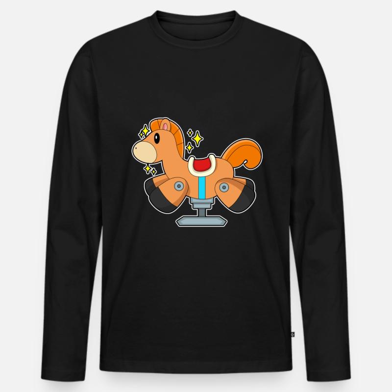 Schaukelpferd - Männer Premium Bio Langarmshirt - Schwarz