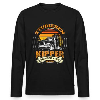 Kipper Fahrer Trucker Lkw Fahrer - Männer Premium Bio Langarmshirt - Schwarz - Vorne - Nico (187cm)