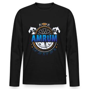 Amrum Nordsee Insel - Männer Premium Bio Langarmshirt - Schwarz - Vorne - Nico (187cm)