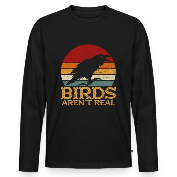 Les oiseaux vintage ne sont pas de vrais espions espions - T-shirt manches longues Premium bio Homme - noir - Devant - Nico (187cm)