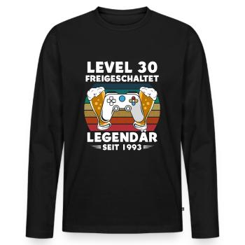30.Geburtstag Gamer Level 30 freigeschaltet Bier - Männer Premium Bio Langarmshirt - Schwarz - Vorne - Nico (187cm)