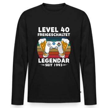 40th Birthday Gamer Niveau 40 Bière débloquée - T-shirt manches longues Premium bio Homme - noir - Devant - Nico (187cm)