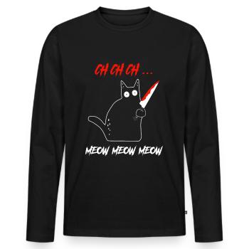 CH CH CH Meow Meow Meow schwarze Katze Messer - Männer Premium Bio Langarmshirt - Schwarz - Vorne - Nico (187cm)