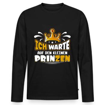 Ich warte auf den Prinzen - Männer Premium Bio Langarmshirt - Schwarz - Vorne - Nico (187cm)