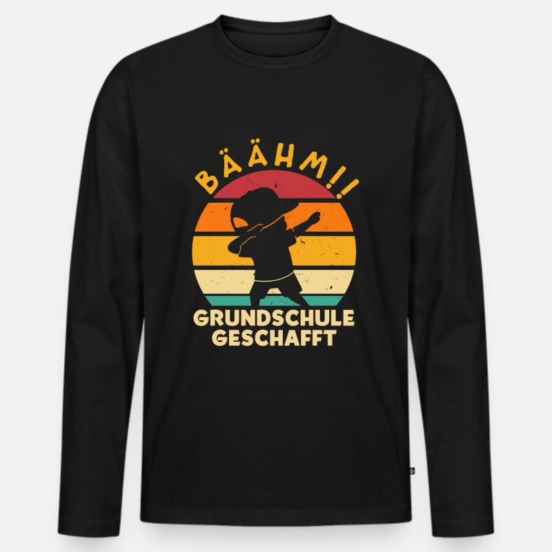 Bäähm Grundschule geschafft - Männer Premium Bio Langarmshirt - Schwarz