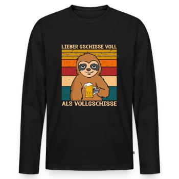 Lieber Gschisse Voll Als Vollgschisse Bier - Männer Premium Bio Langarmshirt - Schwarz - Vorne - Nico (187cm)