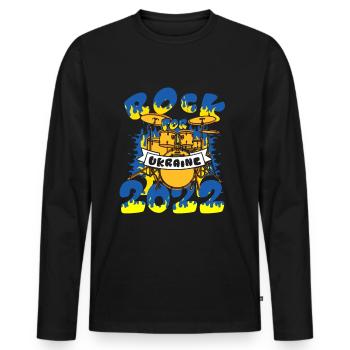 Rock For Ukraine 2022 Instrument de batterie - T-shirt manches longues Premium bio Homme - noir - Devant - Nico (187cm)