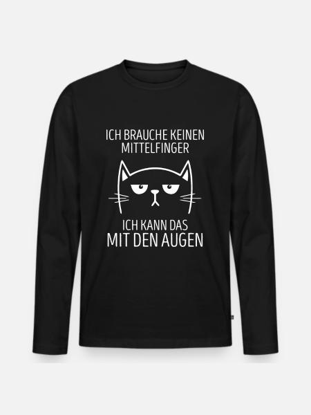 Ich Brauche Keinen Mittelfinger Ich Kann Das Augen - Männer Premium Bio Langarmshirt - Schwarz