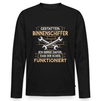Binnenschiffer Boot Seemann - Männer Premium Bio Langarmshirt - Schwarz - Vorne - Nico (187cm)