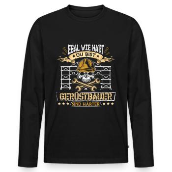 Gerüstbauer Gerüstbau Bauarbeiter Baustelle - Männer Premium Bio Langarmshirt - Schwarz - Vorne - Nico (187cm)