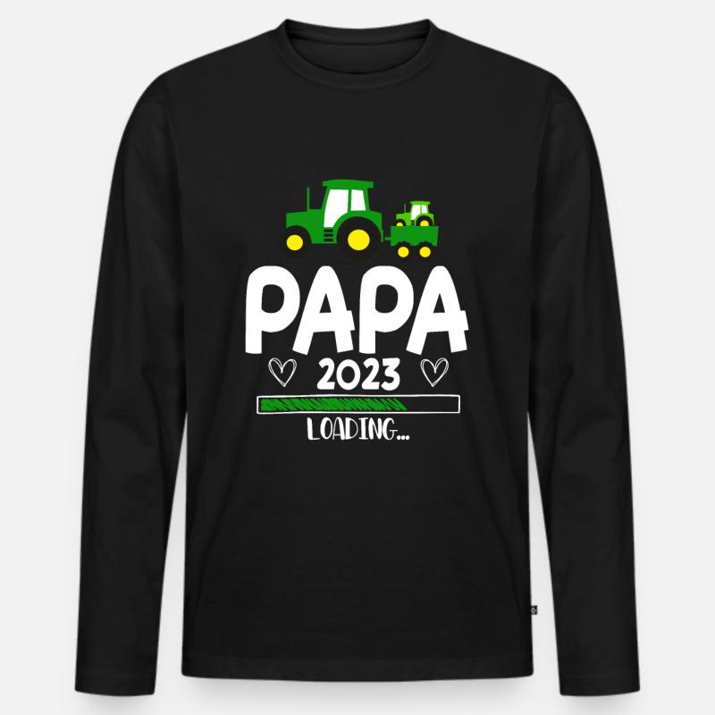 Papa 2023 Loading - Männer Premium Bio Langarmshirt - Schwarz