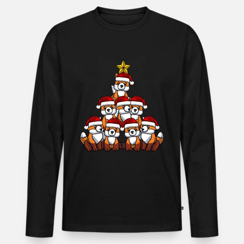 Fuchs Weihnachtsbaum - Männer Premium Bio Langarmshirt - Schwarz