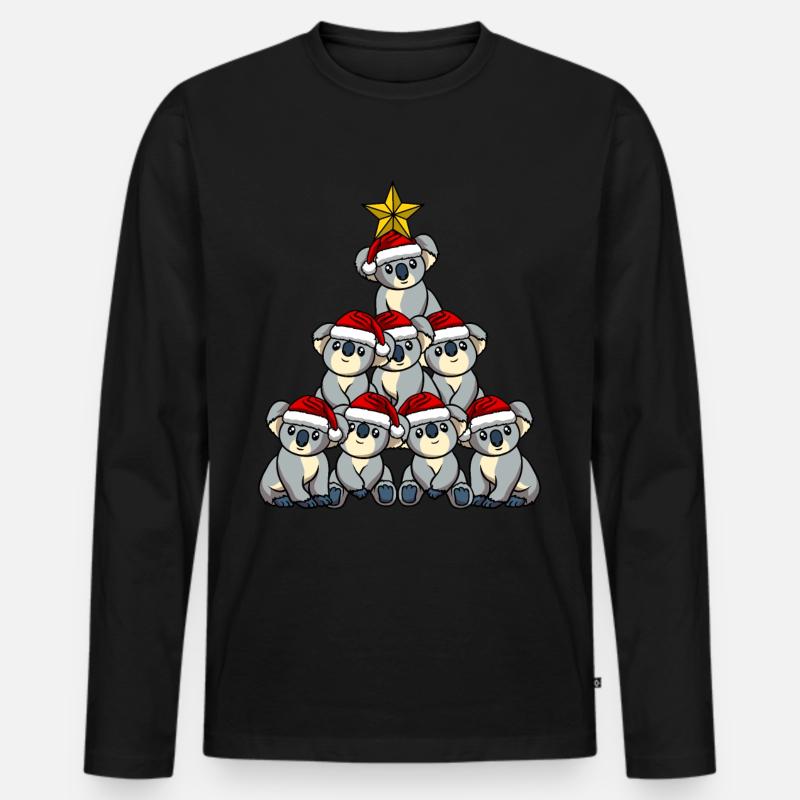 Koala Weihnachtsbaum - Männer Premium Bio Langarmshirt - Schwarz
