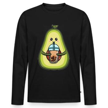 Avocado drinks bubble tea - Men's Premium Organic Long Sleeve Shirt - black - Front - Nico (187cm)