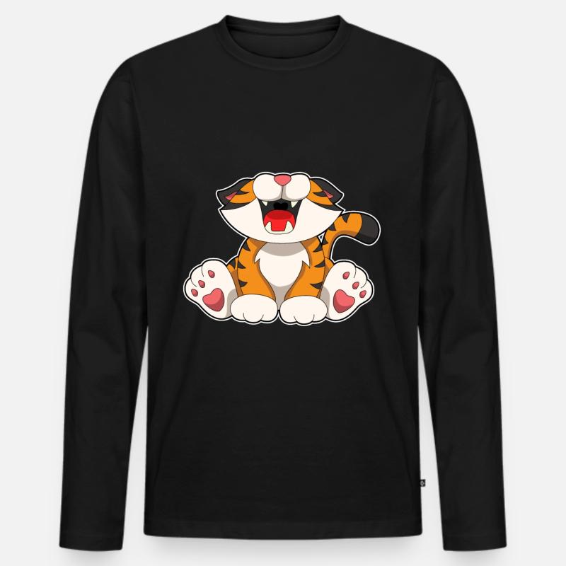 Brüllender Tiger - Männer Premium Bio Langarmshirt - Schwarz