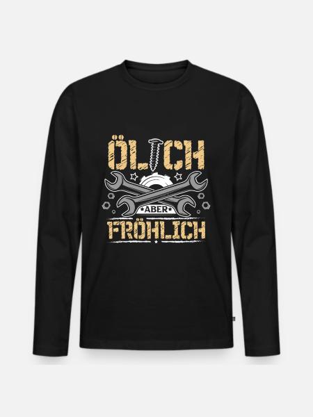 Olich aber Fröhlich - Männer Premium Bio Langarmshirt - Schwarz
