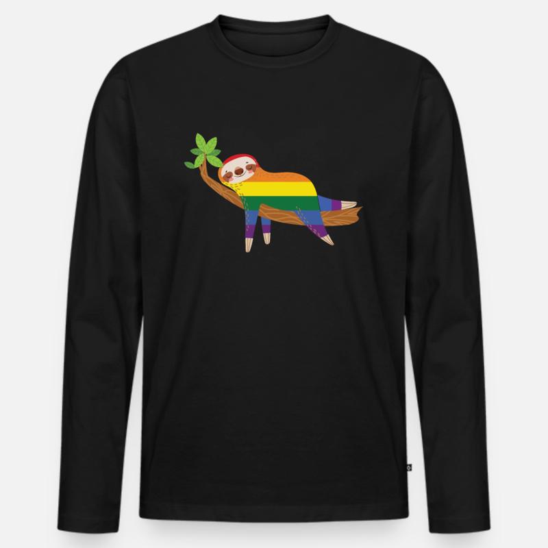 Faultier Pride - Männer Premium Bio Langarmshirt - Schwarz