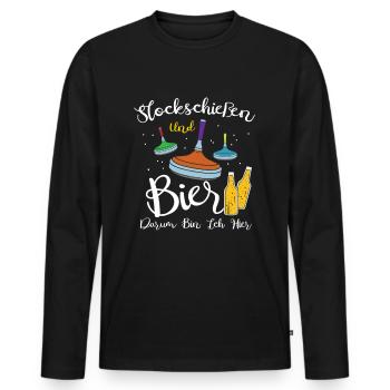 Tir au bâton et bière - T-shirt manches longues Premium bio Homme - noir - Devant - Nico (187cm)