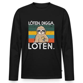 Soldering Digga Soldering Wine Drinker Wine Sloth - Men's Premium Organic Long Sleeve Shirt - black - Front - Nico (187cm)