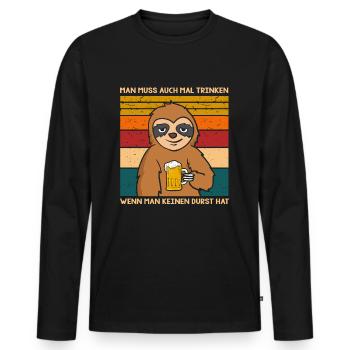 Vous devez également boire si vous n’avez pas soif - T-shirt manches longues Premium bio Homme - noir - Devant - Nico (187cm)