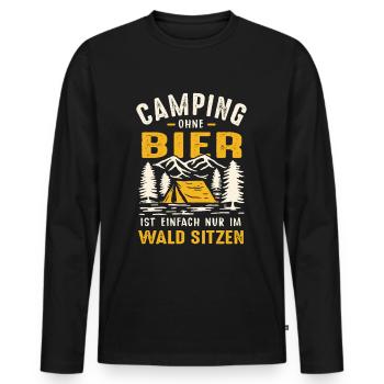Camper sans bière, c’est juste s’asseoir dans la forêt - T-shirt manches longues Premium bio Homme - noir - Devant - Nico (187cm)