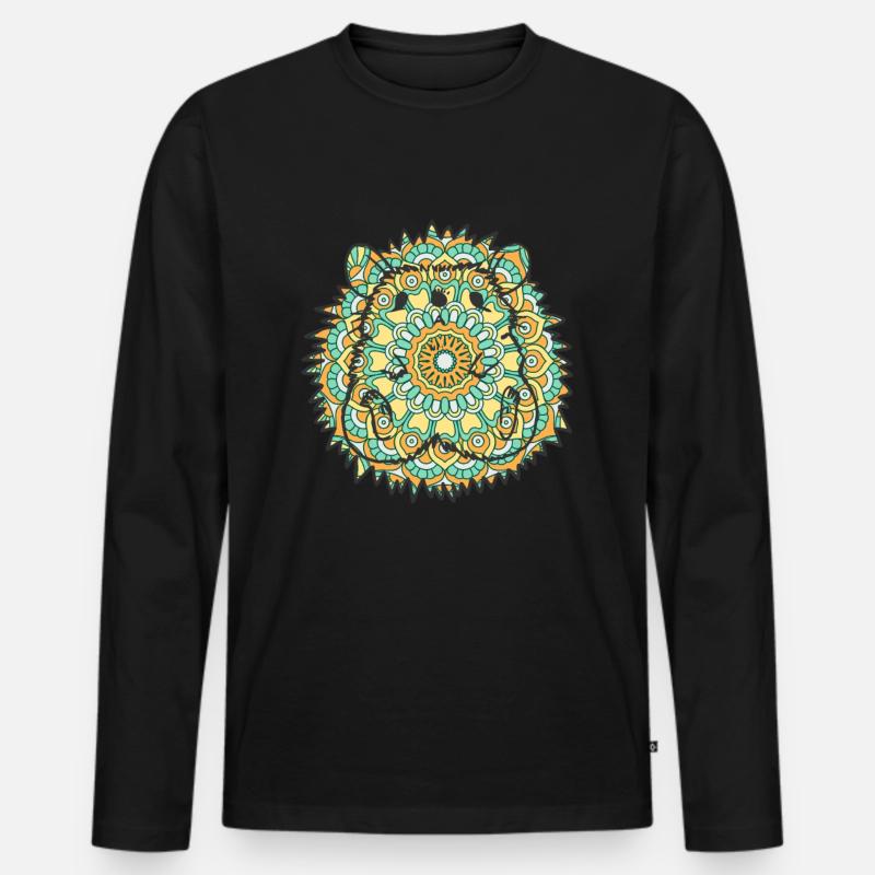Mandala Hedgehog Geometry Pattern - Men's Premium Organic Long Sleeve Shirt - black