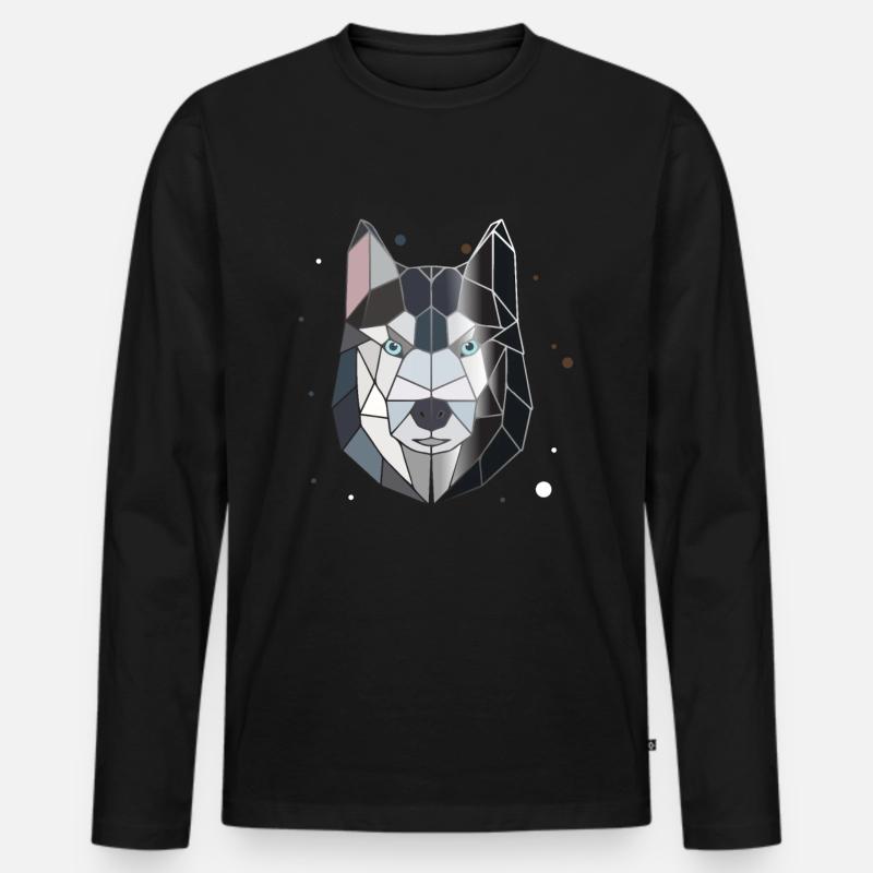 Husky Polygon - Männer Premium Bio Langarmshirt - Schwarz