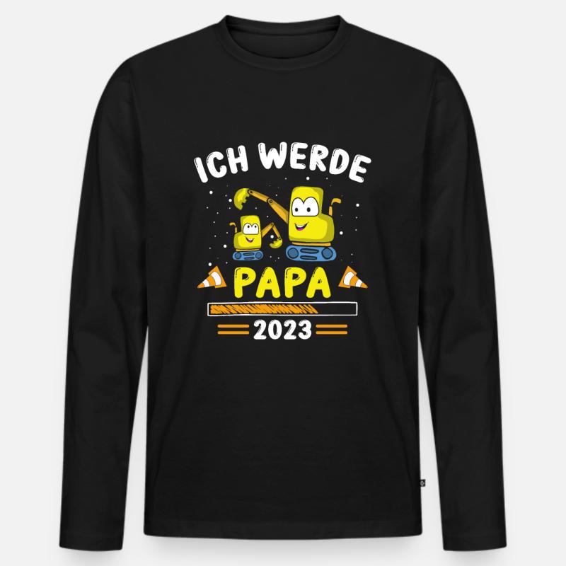 Papa 2023 Loading - Männer Premium Bio Langarmshirt - Schwarz