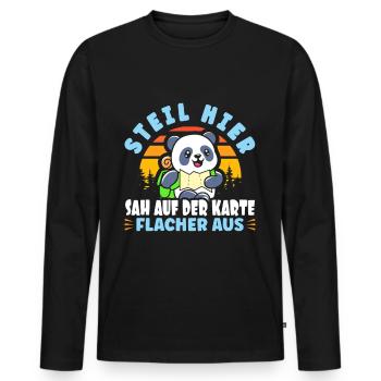 Wandern Steil hier sah Flacher aus - Männer Premium Bio Langarmshirt - Schwarz - Vorne - Nico (187cm)