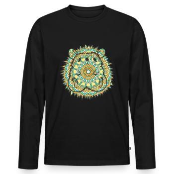 Mandala Hedgehog Geometric Pattern Art - Men's Premium Organic Long Sleeve Shirt - black - Front - Nico (187cm)