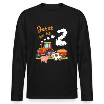 2. Geburtstag ich bin 2 Jahre Traktor Trekker - Männer Premium Bio Langarmshirt - Schwarz - Vorne - Nico (187cm)