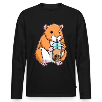 Kawaii Bubble Tea Hamster - Männer Premium Bio Langarmshirt - Schwarz - Vorne - Nico (187cm)