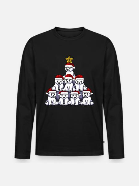 Polar Bear Christmas Tree - Men's Premium Organic Long Sleeve Shirt - black