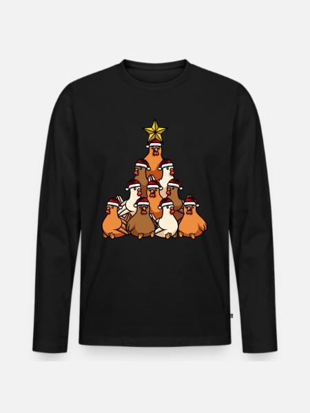 Chickens Christmas Tree - Men's Premium Organic Long Sleeve Shirt - black