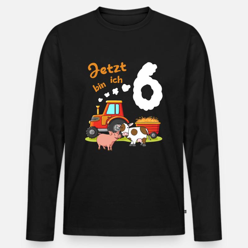 Ich bin 6 Jahre Traktor - Männer Premium Bio Langarmshirt - Schwarz