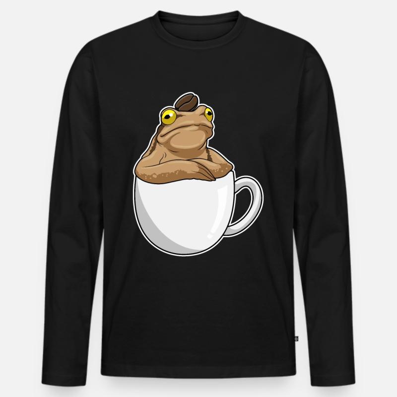 Frog Caffè Caffè Chicco - Maglia a manica lunga ecologica premium da uomo - nero