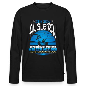 Ich bin Anglerin Angeln Fischen - Männer Premium Bio Langarmshirt - Schwarz - Vorne - Nico (187cm)