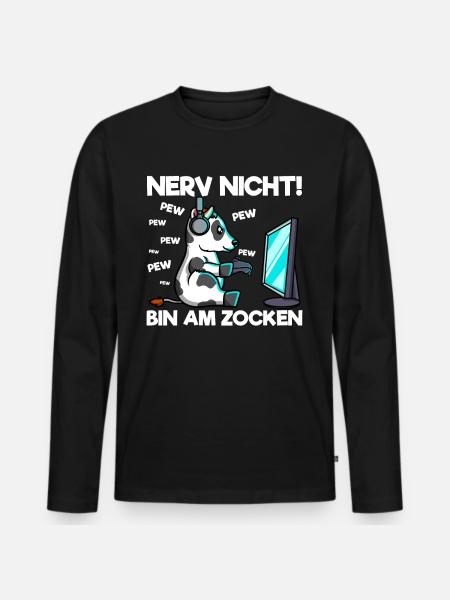 Nerv nicht bin am Zocken Gaming Kuh - Männer Premium Bio Langarmshirt - Schwarz