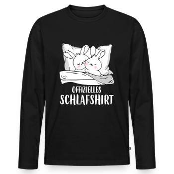 Offizielles Schlafshirt Hasen Schlafanzug Hase - Männer Premium Bio Langarmshirt - Schwarz - Vorne - Nico (187cm)