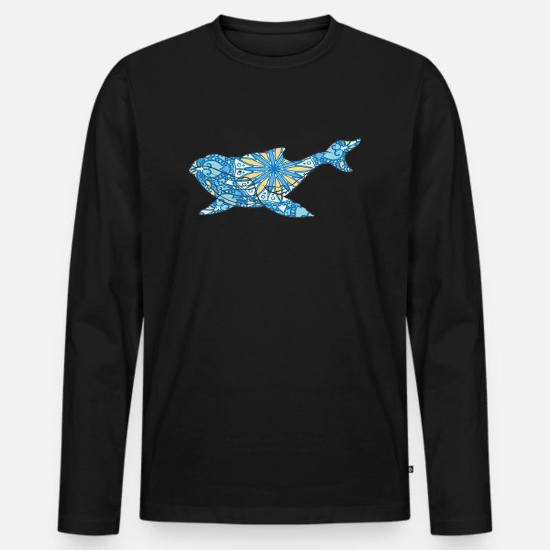 Mandala Wal Geometrie Muster - Männer Premium Bio Langarmshirt - Schwarz
