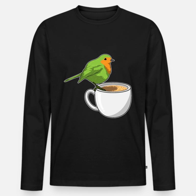 Vogel Kaffee Tasse - Männer Premium Bio Langarmshirt - Schwarz