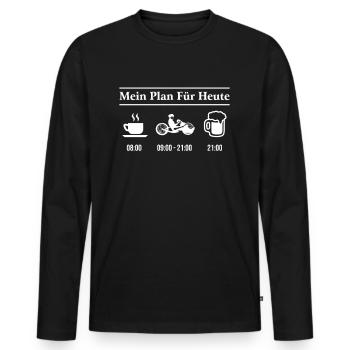 Mein Plan Für Heute Handbike Kaffee Bier Tagesplan - Männer Premium Bio Langarmshirt - Schwarz - Vorne - Nico (187cm)