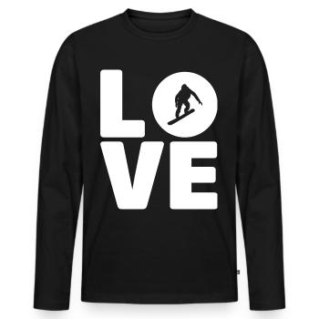Snowboarding gift idea for snowboarders Snowboar - Men's Premium Organic Long Sleeve Shirt - black - Front - Nico (187cm)