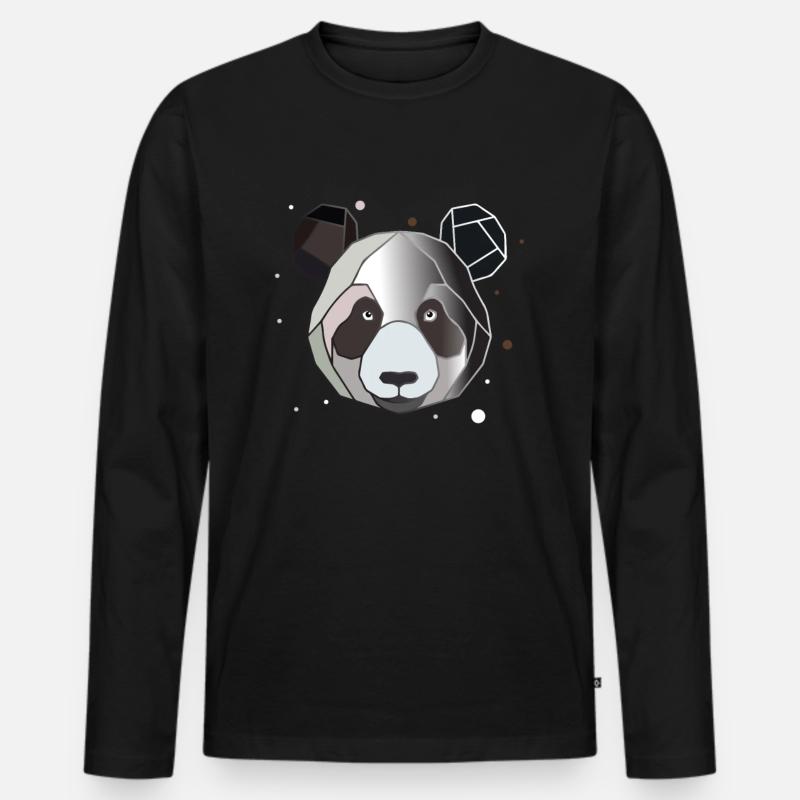 Panda Polygon Kunst Tier Geometrie - Männer Premium Bio Langarmshirt - Schwarz
