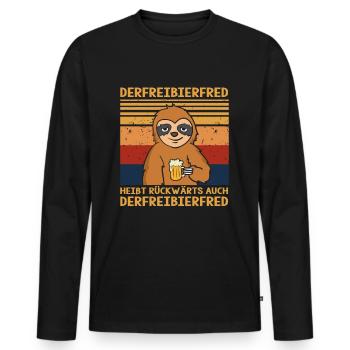 Freibier Fred Heißt Rückwärts Auch Freibier Fred - Männer Premium Bio Langarmshirt - Schwarz - Vorne - Nico (187cm)