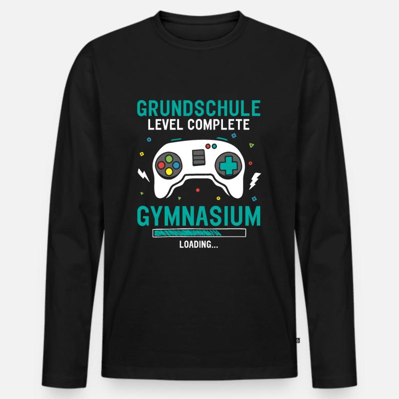 Grundschule Level Complete Gymnasium Loading - Männer Premium Bio Langarmshirt - Schwarz
